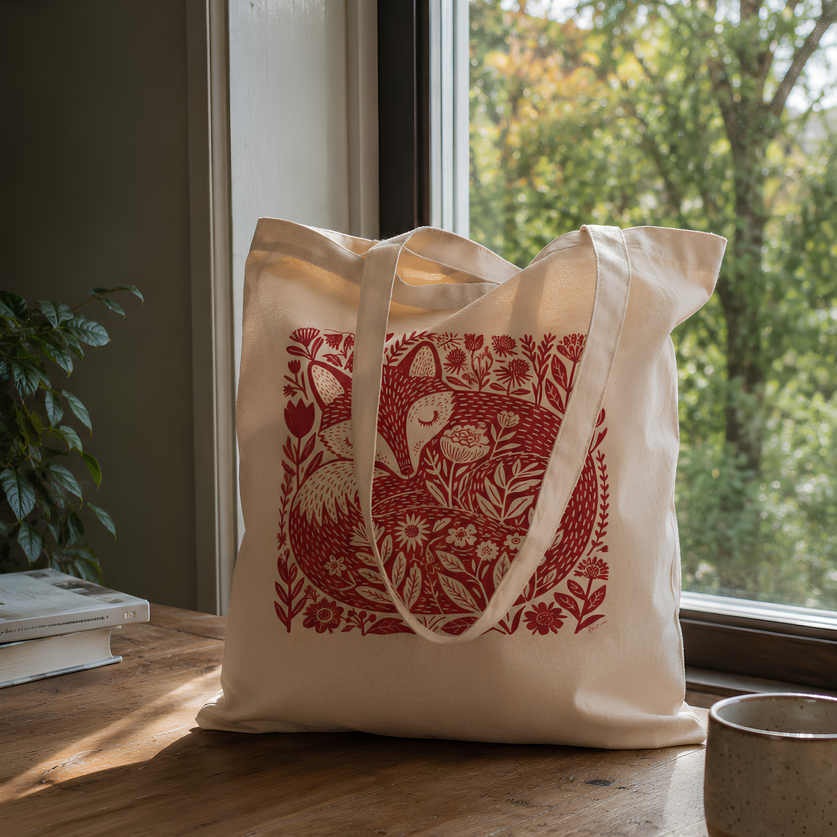 Organic Cotton Tote Bag — Sleeping Fox Folk Art