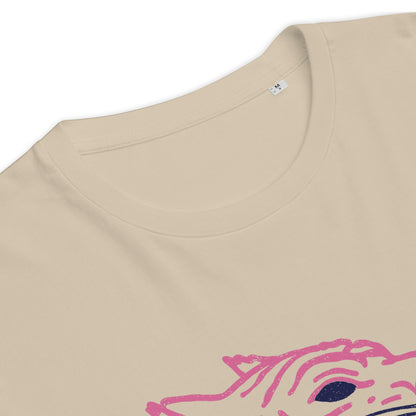 T-shirt en coton biologique - Imprimé de tête de tigre rose