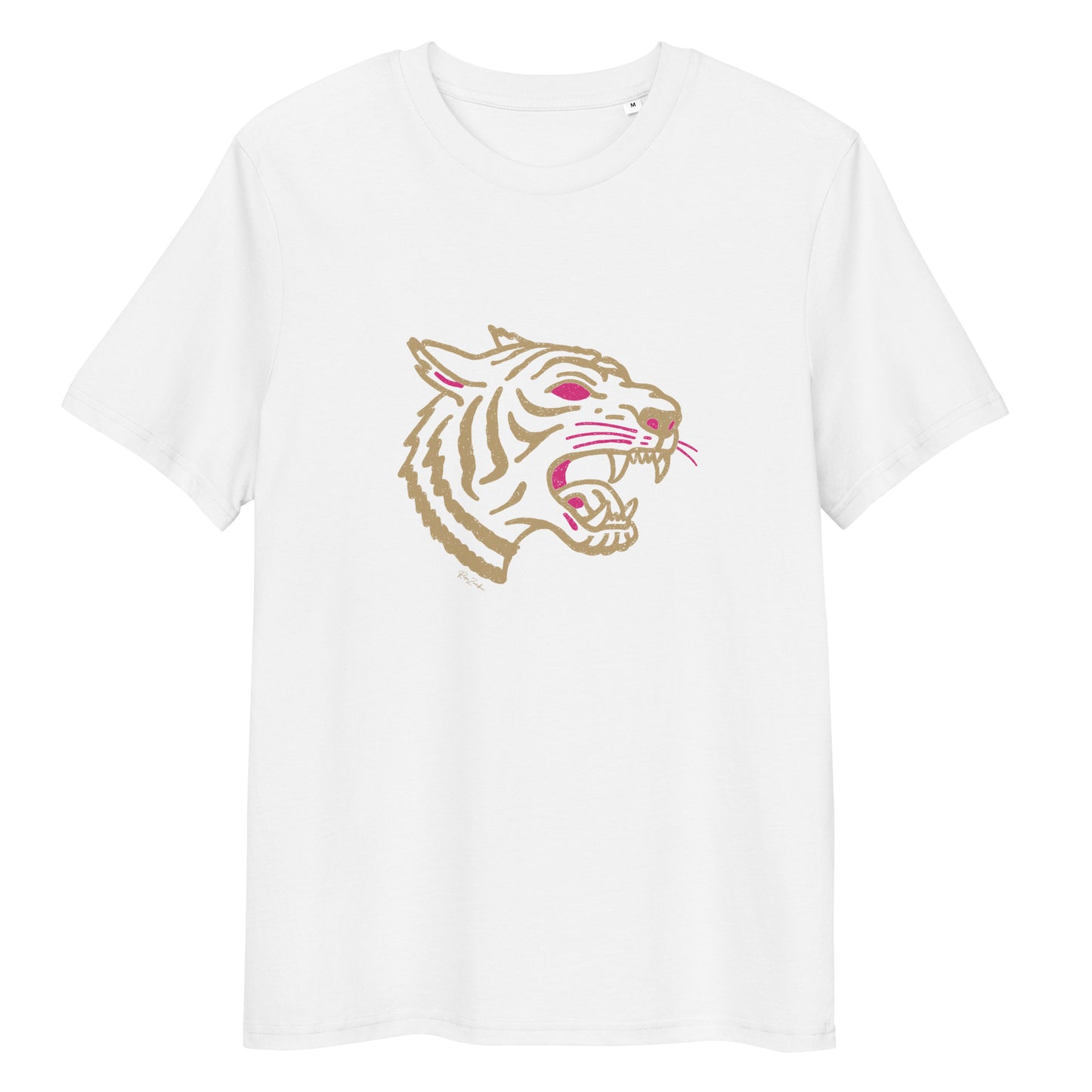 T-shirt en coton biologique - Motif tête de tigre rugissant