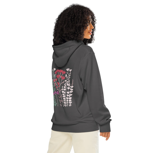 Sweat à capuche en coton Hali - Motif floral - rose zombie