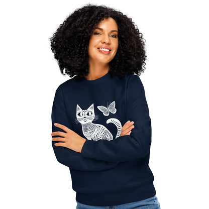Pull en coton stylé en coton bio - Imprimé de chat écologique