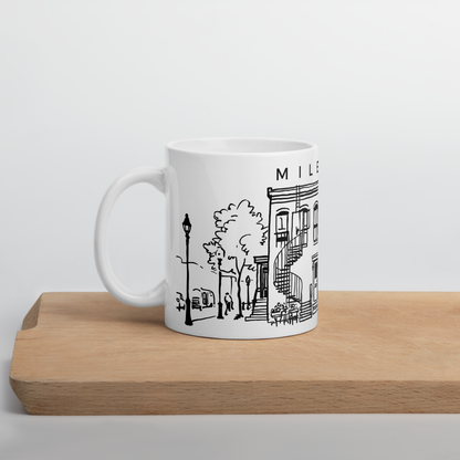 Tasse en céramique Mile-End Montréal — Illustration au trait noir