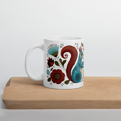 Tasse Montréal — Écureuils folk art