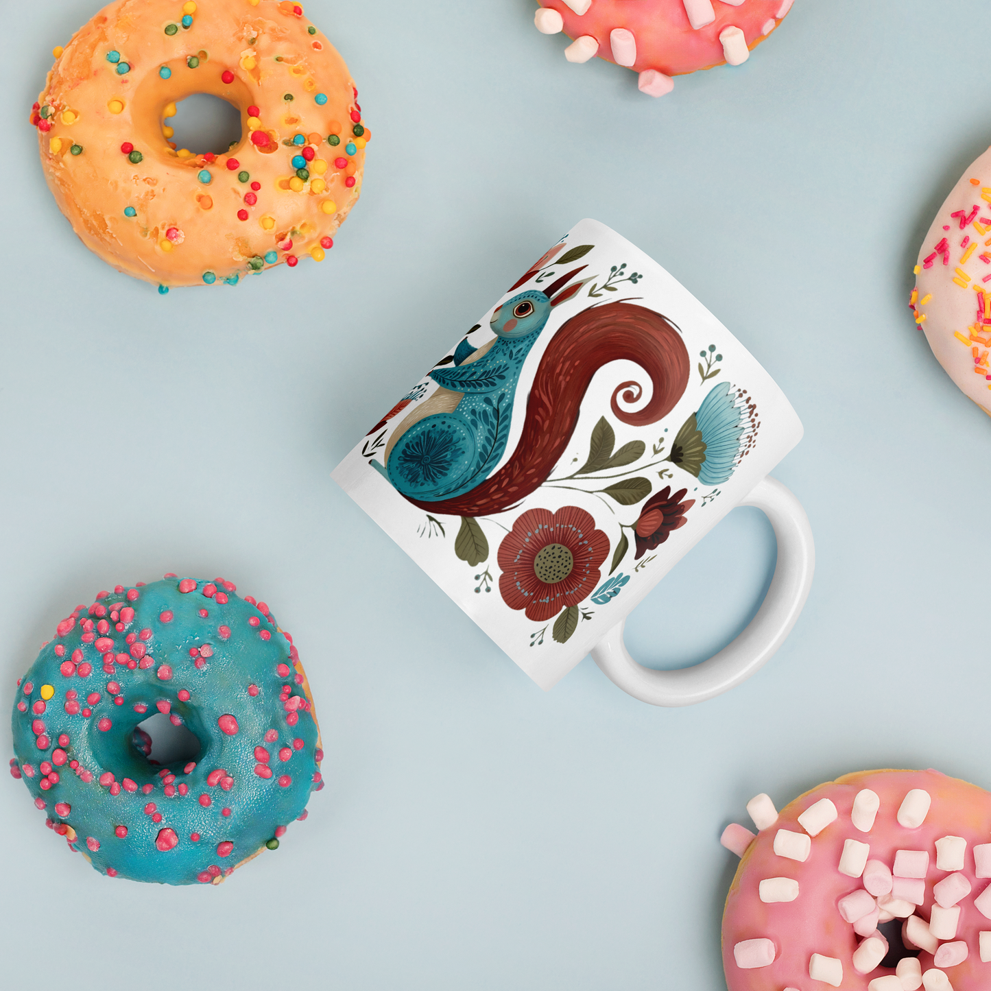 Tasse Montréal — Écureuils folk art