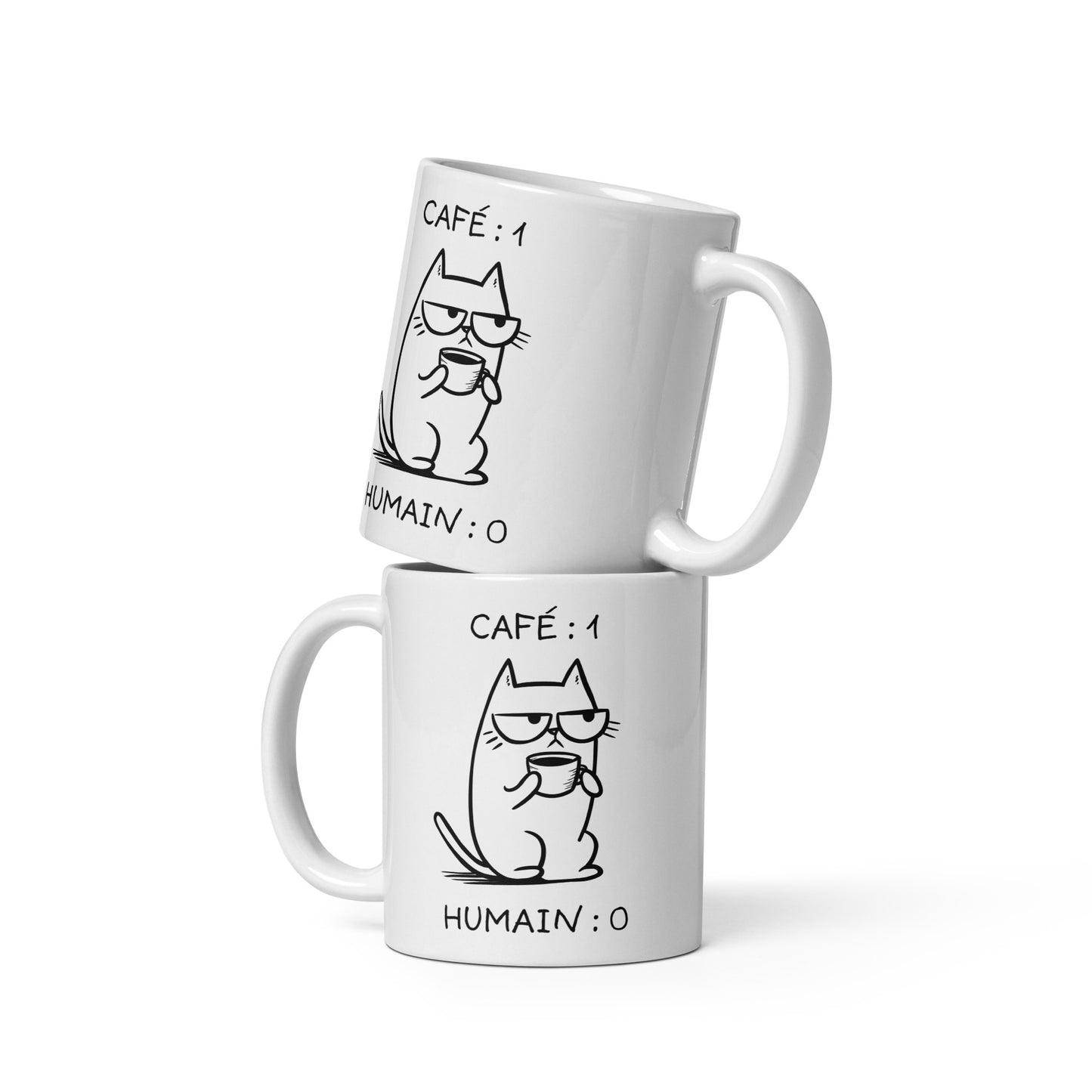 Tasse festive de 11 oz en céramique - Chat grincheux vs humain
