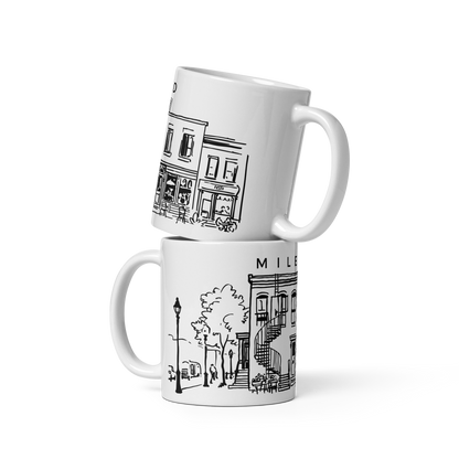Tasse en céramique Mile-End Montréal — Illustration au trait noir