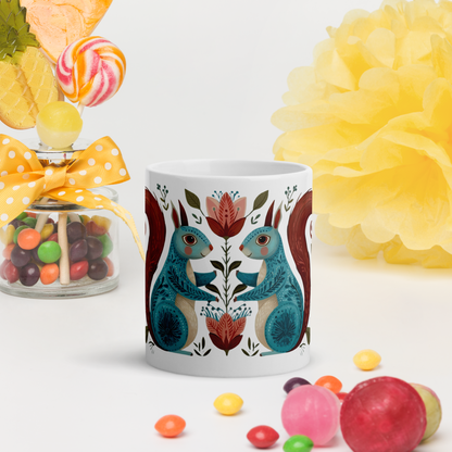 Tasse Montréal — Écureuils folk art