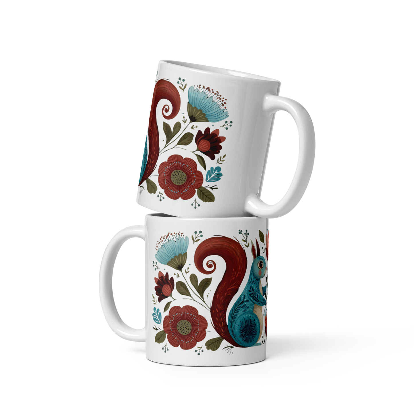 Tasse Montréal — Écureuils folk art