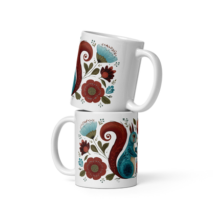 Tasse Montréal — Écureuils folk art