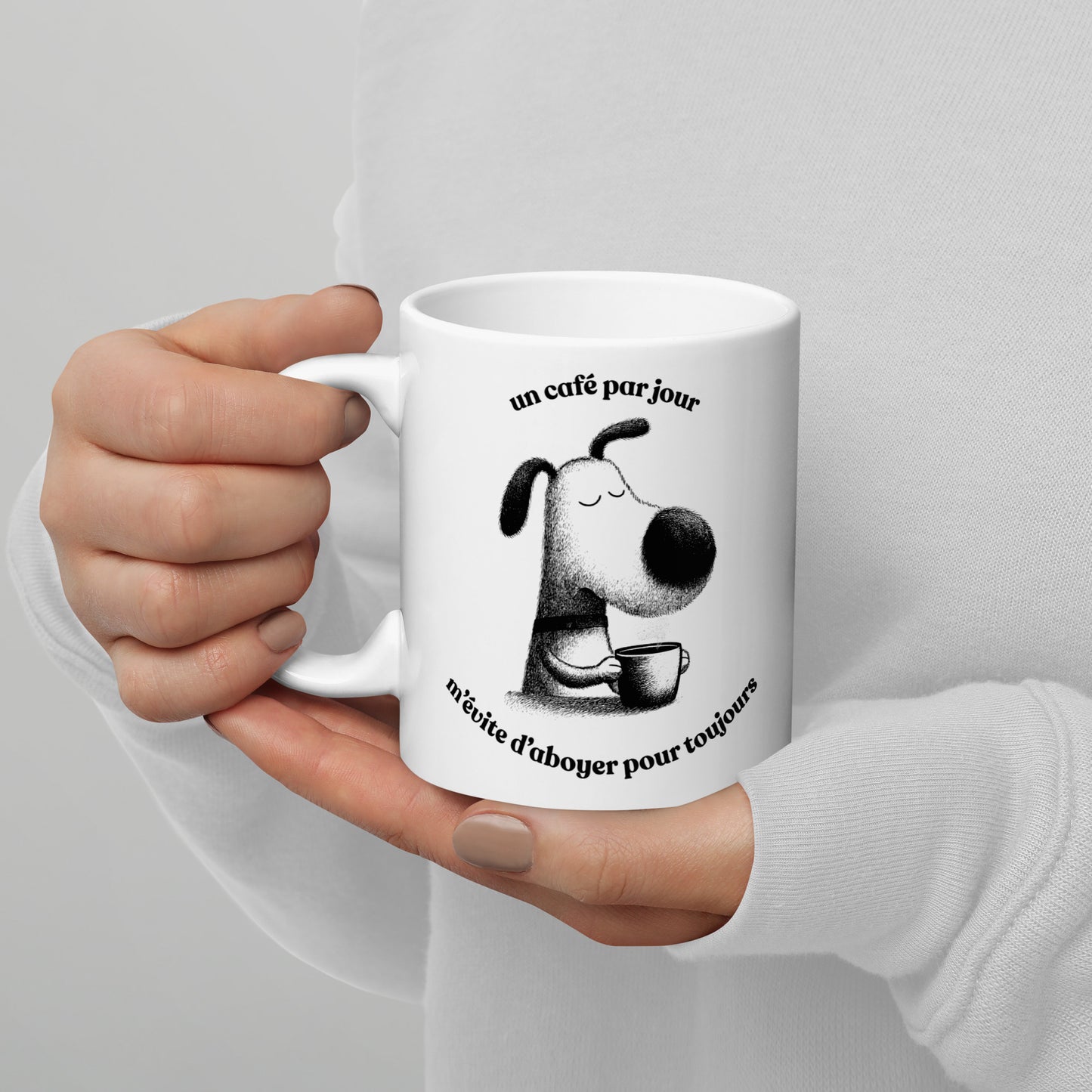 Tasse 11 oz en céramique humoristique - Petit chien et citation drôle