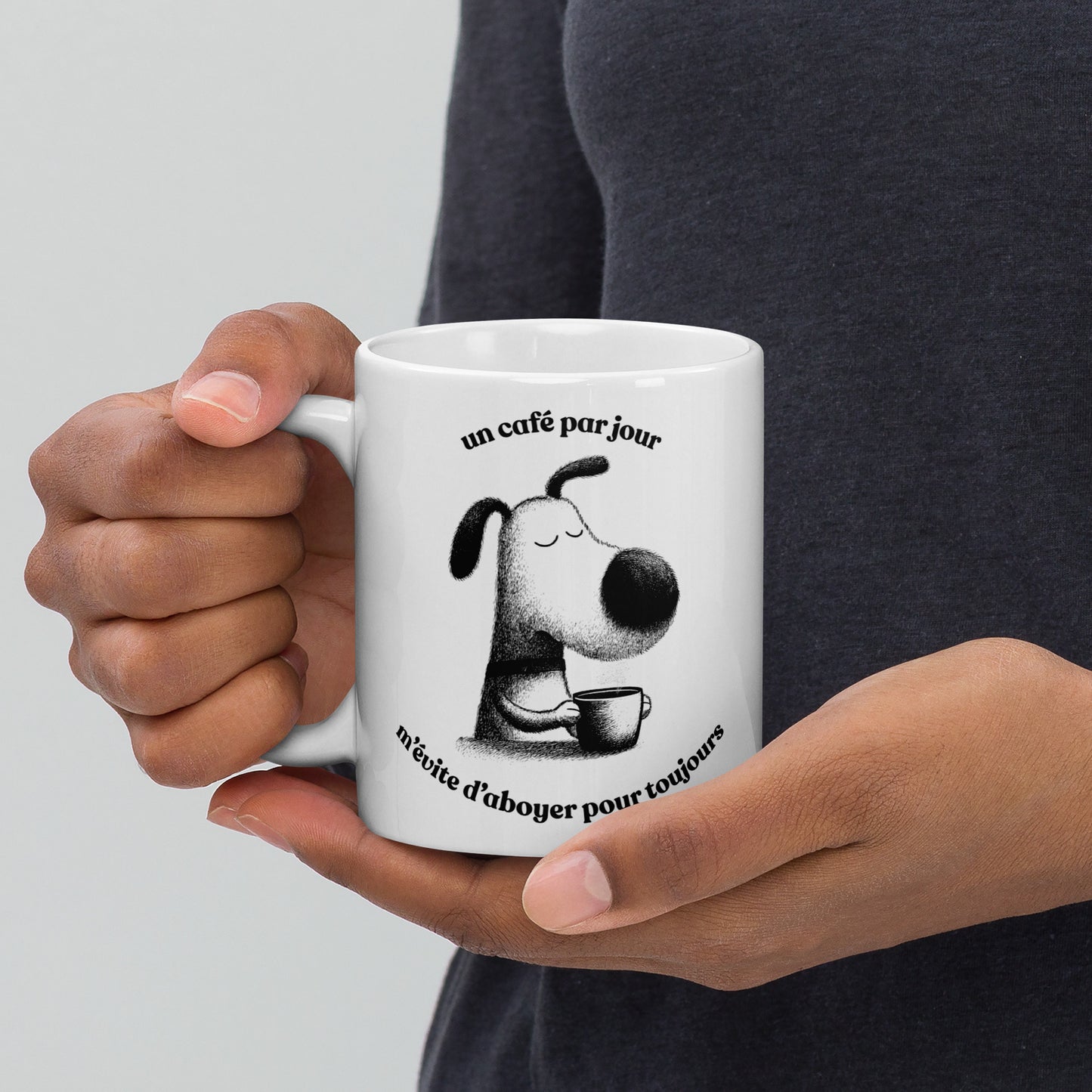 Tasse en céramique de 11 oz - Petit chien caféiné