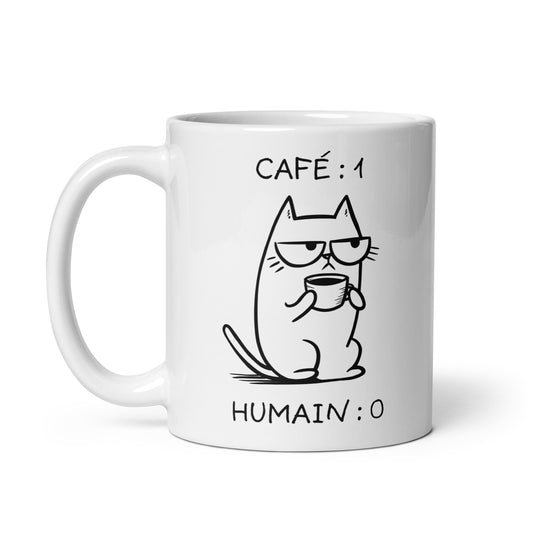 Tasse festive de 11 oz en céramique - Chat grincheux vs humain