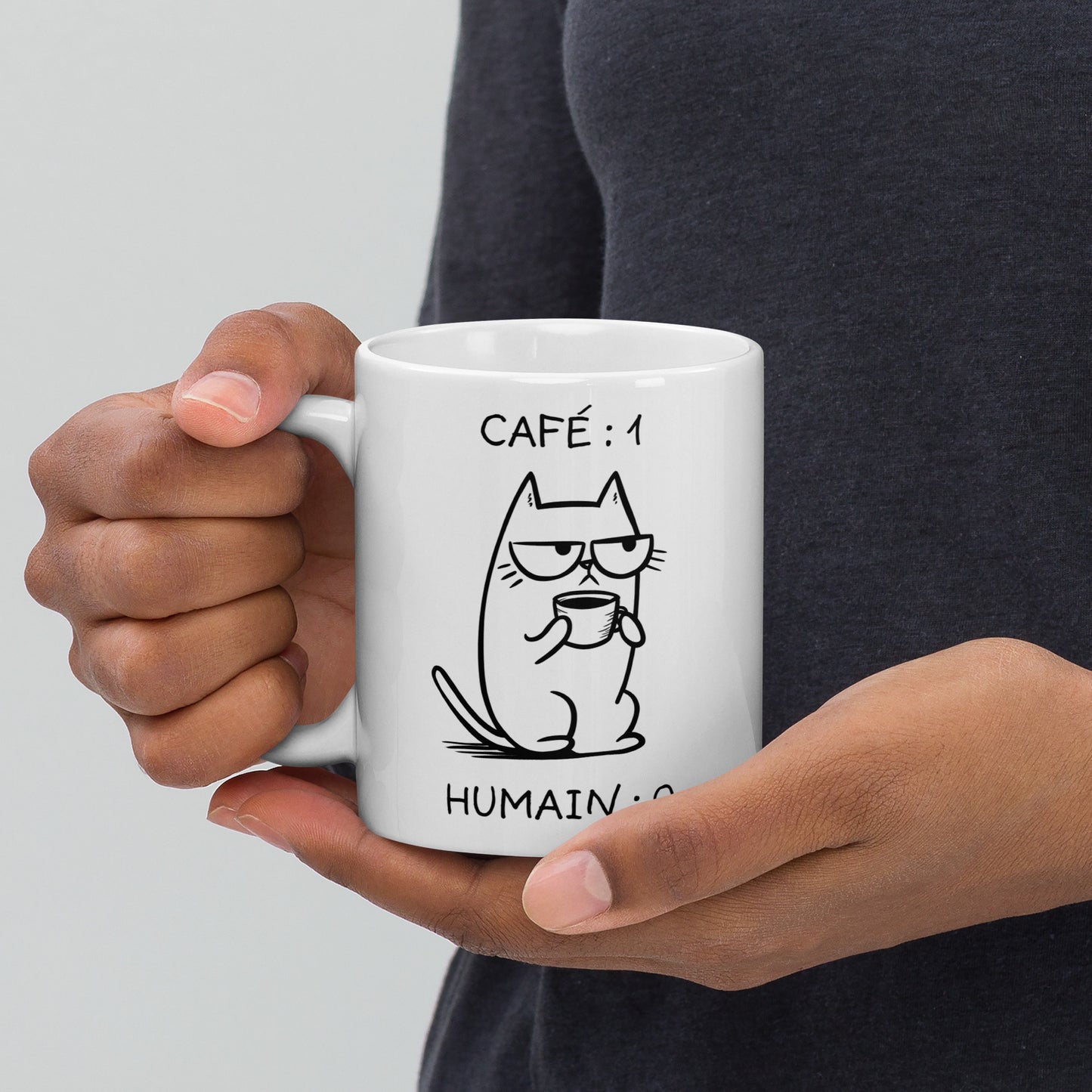 Tasse festive de 11 oz en céramique - Chat grincheux vs humain