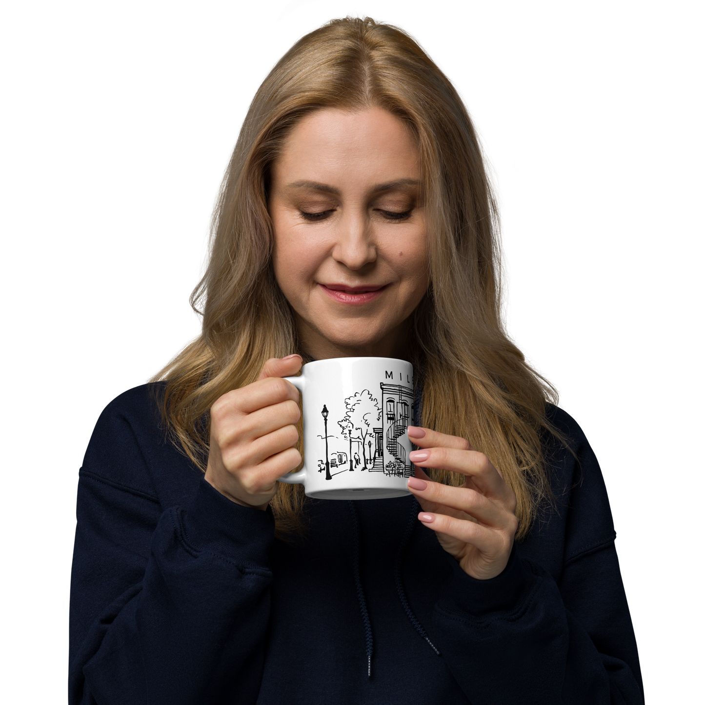 Tasse en céramique Mile-End Montréal — Illustration au trait noir