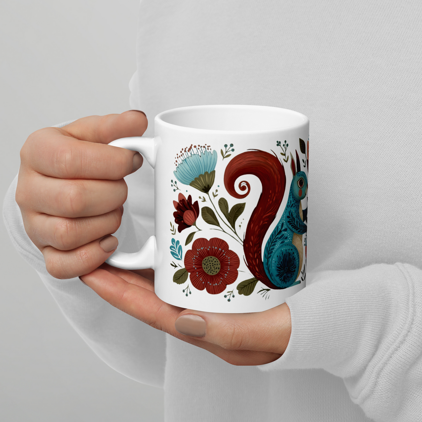 Tasse Montréal — Écureuils folk art