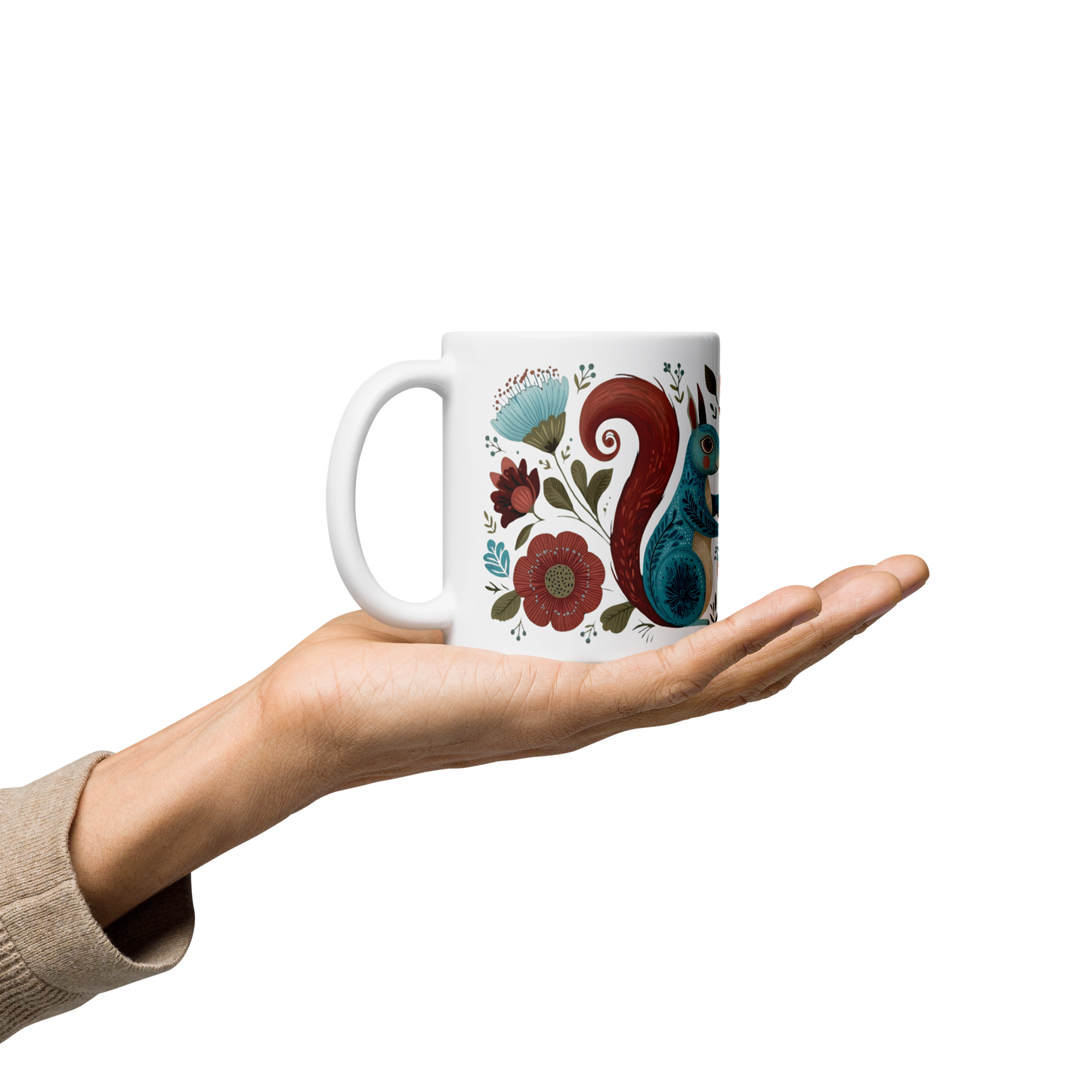Tasse Montréal — Écureuils folk art