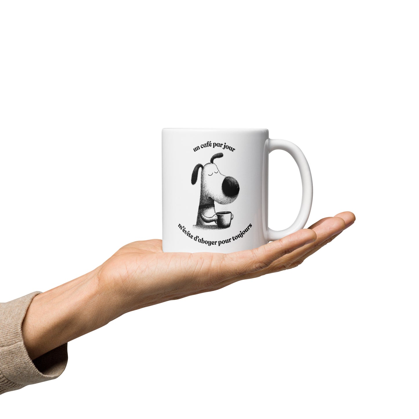 Tasse en céramique de 11 oz - Petit chien caféiné