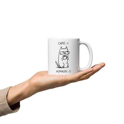 Tasse festive de 11 oz en céramique - Chat grincheux vs humain