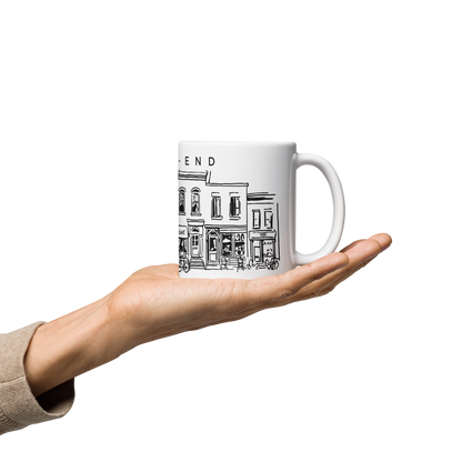 Tasse en céramique Mile-End Montréal — Illustration au trait noir