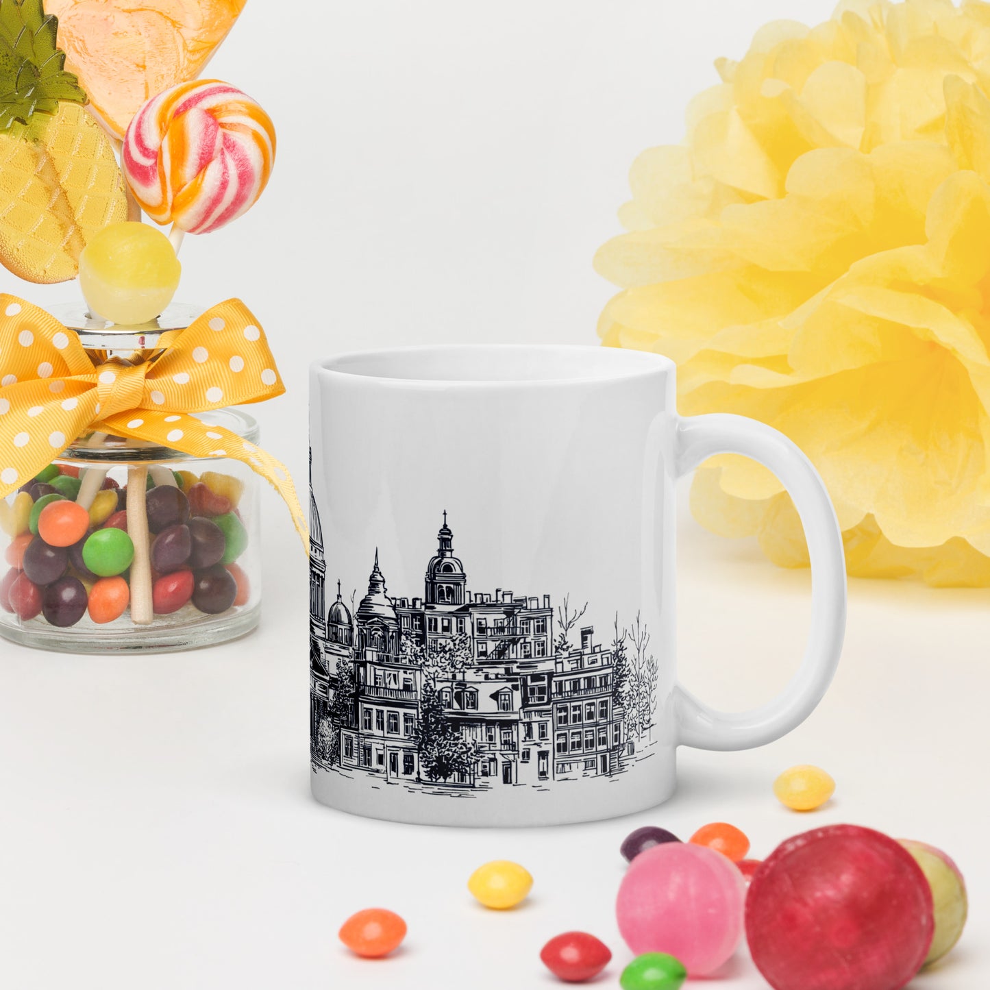 Tasse Marché Bonsecours · Skyline Vieux-Montréal · Souvenir MTL