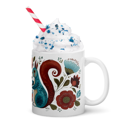 Tasse Montréal — Écureuils folk art
