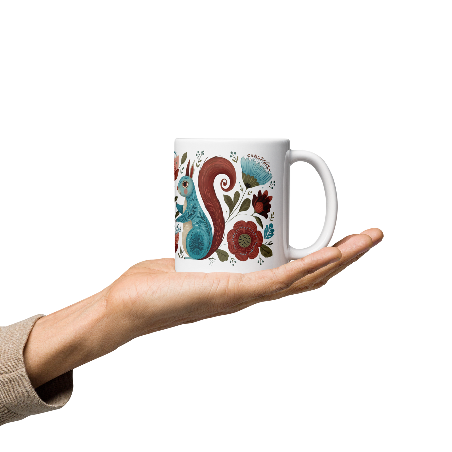 Tasse Montréal — Écureuils folk art