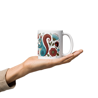 Tasse Montréal — Écureuils folk art