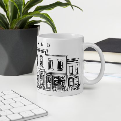 Tasse en céramique Mile-End Montréal — Illustration au trait noir