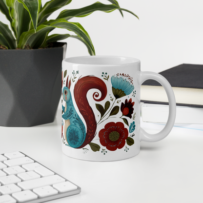 Tasse Montréal — Écureuils folk art