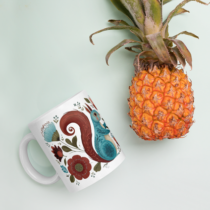 Tasse Montréal — Écureuils folk art