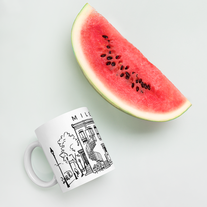 Tasse en céramique Mile-End Montréal — Illustration au trait noir