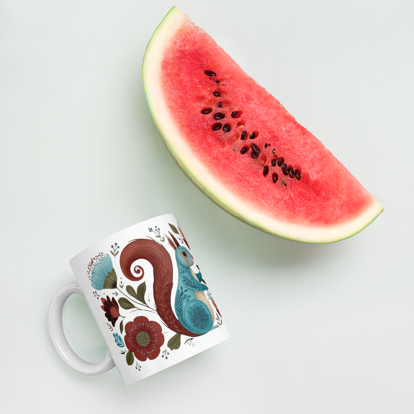 Tasse Montréal — Écureuils folk art