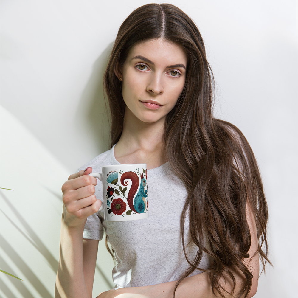 Tasse Montréal — Écureuils folk art