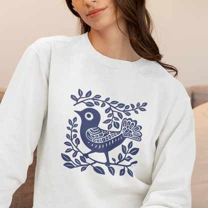 Organic cotton sweater – Medium weight – Bird pattern