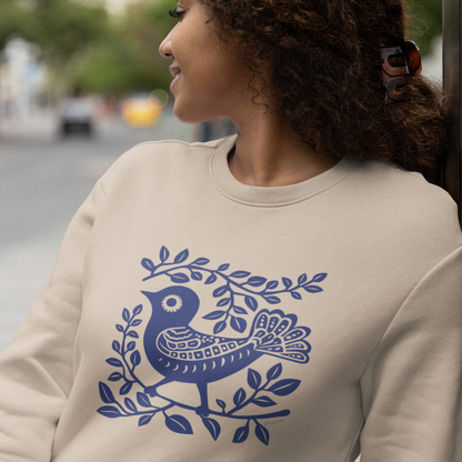 Organic cotton sweater – Medium weight – Bird pattern