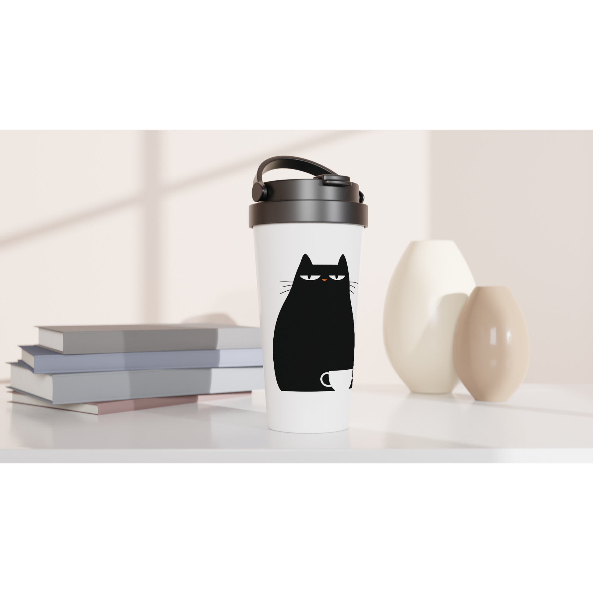 white travel Insulatedcup cat