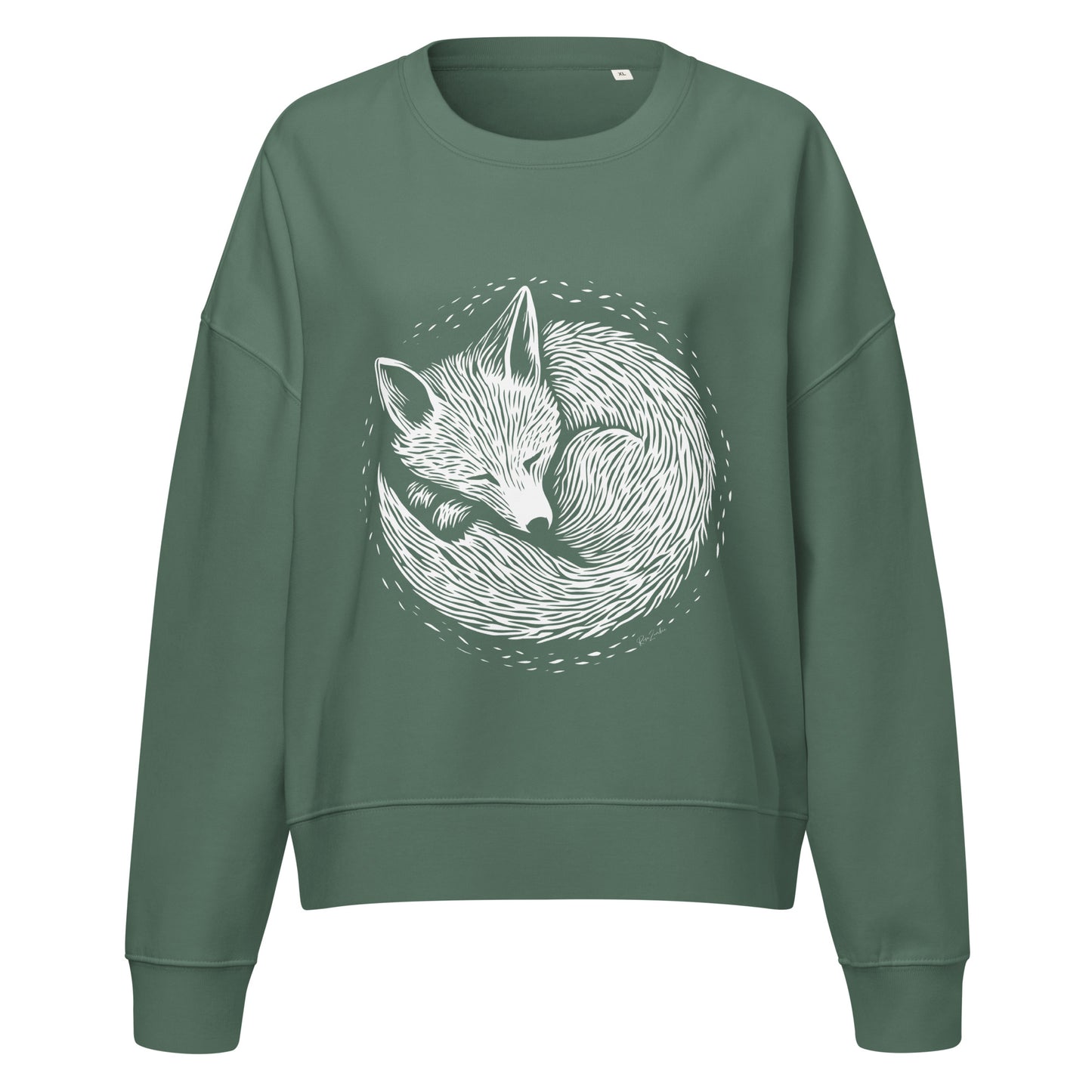 Pull court  en coton bio Foxy - Motif de renard - rose zombie