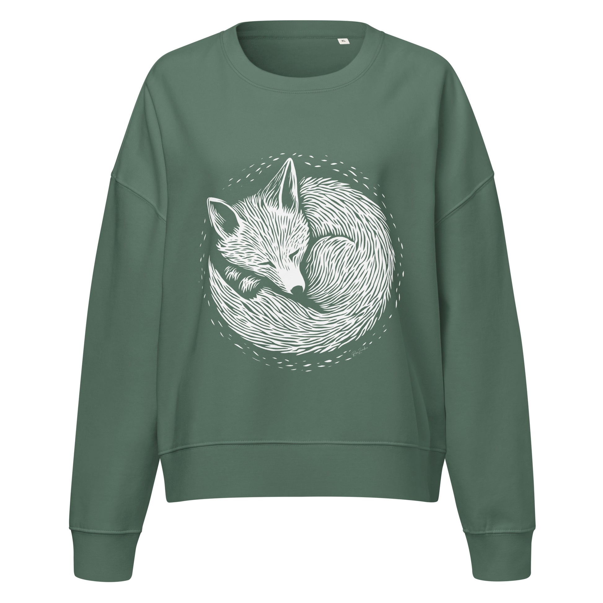 Pull court  en coton bio Foxy - Motif de renard - rose zombie