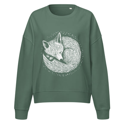 Pull court  en coton bio Foxy - Motif de renard - rose zombie