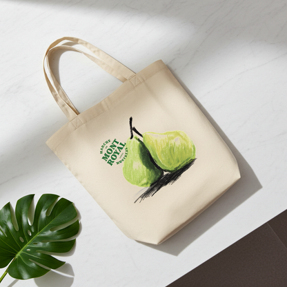 Bolso tote beige de algodón orgánico – Diseño de pera Marché Mont-Royal